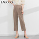 LAGOGO高腰直筒休閑西褲女拉谷谷夏季新款寬松百搭顯瘦通勤九分褲 灰駝色(S2) M