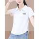啄木鳥純棉短袖t恤女士2025夏女裝新款polo衫翻領(lǐng)短款上衣體恤衫小個(gè)子 白色短袖 XL （建議110斤-125斤）