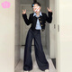 EPET韓系小香風(fēng)黑色外套女春秋季2024新款早初秋裝百搭款短款上衣外套 短外套【單件】 M 45-55kg