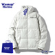 WASSUP HERMU潮牌PU羽絨服男冬季優(yōu)質(zhì)鴨絨立領(lǐng)pu皮衣夾克男女情侶款學(xué)生上衣服 白色 XL （建議125-135斤）