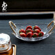 九土客廳玻璃水果盤(pán)家用零食盤(pán)糖果盤(pán)子下午茶托盤(pán)藤編手提果盤(pán)子 款式二