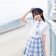 圣洛鋒 原創(chuàng  )JK制服百褶裙女銀線(xiàn)格裙套裝全套少女學(xué)生日系學(xué)院風(fēng) 深海精靈（45CM短袖套裝） M 腰圍（64-68）