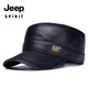 JEEP SPIRIT吉普真皮帽子男士山羊皮平頂帽春秋冬帽中老年人爸爸帽休閑鴨舌帽