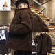 稻草人（MEXICAN）冬季加厚羊羔毛外套男士顆粒絨保暖立領(lǐng)棉衣青少年帥氣冬裝棉服潮 1639加厚款咖啡色 M合適80-110斤
