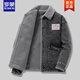 羅蒙（ROMON）高檔牛仔羊羔絨外套男秋冬季加肥加大碼胖子加絨厚款寬松潮牌夾克 TD-2257--灰色 加絨 3XL