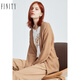 菲妮迪（FINITY）針織開(kāi)衫春季簡(jiǎn)約設計感系帶收腰顯瘦毛衣女 卡其色 M
