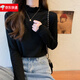 奧貝伊德絨半高領(lǐng)木耳邊打底衫女內搭秋冬2025新款洋氣加厚保暖長(cháng)袖上衣黑色(半高領(lǐng) 木耳邊)均碼