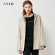 AMII女裝2026春季新款外套bf慵懶風(fēng)寬松連帽夾克女上衣百搭休 杏色 M 160/84A