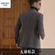 卡寶諾秋冬灰色毛呢加厚休閑西服外套男士西裝商務(wù)正裝英倫雅痞修身單西 煙灰魚(yú)骨紋無(wú)袖貼款 50