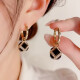 KASIYU新款韩版网红同款镶钻方块金属耳扣女个性时尚复古显瘦耳环女耳饰 镶钻方块金属耳扣