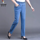 啄木鳥(niǎo)高腰中老年人牛仔褲女寬松春秋款松緊腰休閑媽媽直筒女士褲子 春秋【淺藍色】厚款 L 【適合85-105斤穿】