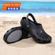 JDOV洞洞鞋男女士防滑夏季新款沙灘鞋廚房運動(dòng)防臭軟底包頭外穿涼拖鞋 黑色 44