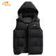 貴人鳥(niǎo)男士秋冬季羽絨棉馬甲外套男生純色百搭連帽保暖外穿情侶男女同款 黑色 2XL