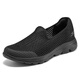 斯凱奇（Skechers）男鞋夏季2024新款透氣網(wǎng)面大網(wǎng)眼健步鞋一腳蹬穿脫輕便軟底休閑鞋 黑色 42.5