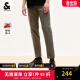 杰克·琼斯（JACK&JONES）春季衣服男装直筒商务休闲简约纯色刺绣弹力舒适百搭正装长裤潮流 深灰绿 175/80A/MR