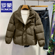 羅蒙（ROMON）冬季羽絨服男潮牌肌理感立領(lǐng)加厚白鴨絨外套韓版短款保暖面包服男 卡其綠8100【冬季新款】 M 90-110斤