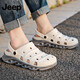 JEEP 吉普洞洞鞋男時(shí)尚韓版鏤空透氣簡(jiǎn)約不易滑沙灘鞋外穿軟底涼拖鞋P210MTX058灰色44碼