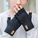 凡伊聆半指手套男保暖手套女辦公秋冬新款學(xué)生毛線(xiàn)針織露指觸屏寫(xiě)字休閑 針織保暖半指手套【深灰色】