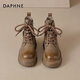 達(dá)芙妮（DAPHNE）大黃靴馬丁靴女踢不爛2024新款秋季復(fù)古美拉德厚底英倫工裝短靴子 棕色 36