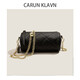 Carun klavnCK-1女包新款斜挎包女真皮女包頭層牛皮鏈條包圓筒包菱格枕頭包 黑色