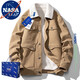 NASA ABOUTNASA LEAP官方男裝棉衣男外套男秋冬季羊羔絨加厚羽休閑絨服男士 卡其 XL
