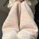 多菲尼森加絨彩虹糯米褲女秋冬季2024新款高腰垂感休閑直筒軟糯針織闊腿褲 彩虹常規(guī) 厚款 L