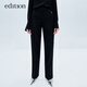 edition西褲女冬新款雙層布料羊毛精紡工裝大口袋休閑長(cháng)褲 黑色 S 160