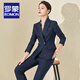 羅蒙（ROMON）高級(jí)感西裝外套女職業(yè)裝英倫風(fēng)休閑西服套裝面試正裝教師工作服 西服+西褲【藏青】 雙排2?？?XL