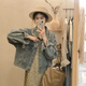 月半晴（YUEBANQING）美式復(fù)古牛仔外套女春秋新款寬松休閑百搭短款毛邊夾克上衣ins潮 藍色-3034 【高品質(zhì)】 M (建議95-105斤)