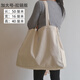 汀妲【帶拉鏈】厚實(shí)大容量純色購物袋休閑文藝單肩包女特大號收納包手提包簡(jiǎn)約百搭帆布包 米白色（加大號-拉鏈版）很大