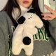 多菲尼森小狗圍脖學生卡通女士圍巾秋冬毛絨送女友生日禮物可愛保暖 腮紅狗圍脖【米色】