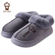 BAIHOU白猴包跟棉拖鞋男士冬季家居女情侶毛絨保暖棉鞋 M-193 灰色38-39