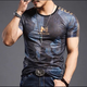 潮男短袖T恤夏季冰絲體恤男士霸氣虎印花潮流半截袖青年個(gè)性薄款 816款幾何 XL  125-140斤
