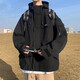 杜小閑外套男夾克春秋季潮牌沖鋒美式高街衣服大碼加絨加厚寬松休閑棉服 JK995 黑色  常規(guī) L