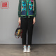 漁漁牌女裝褲子女新款2023秋冬羊毛松緊褲腰頭繡花休閑長(cháng)褲FGFD6233 黑 M