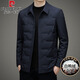 皮爾卡丹輕薄羽絨服男士短款夾克式翻領(lǐng)保暖防寒服冬季外套男商務(wù)休閑男裝 藏青色 【新國標羽絨服】 2XL (185) 【建議140-160斤】