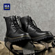 海瀾之家（HLA）馬丁靴男季中筒男士男靴潮流系帶工裝靴子男 黑色 41
