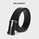 巴瑪特（Bal Manent）男士520商務(wù)不銹鋼平滑扣牛皮休閑褲腰帶男士生日禮物 男生 黑色|專(zhuān)柜禮盒|內穿扣 110cm 【褲碼31-33】