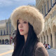 笙格兒仿貂毛皮草帽子女秋冬季毛絨漁夫帽卡其高級顯臉小保暖護耳雷鋒帽 卡其色 均碼