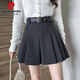 皮爾卡丹毛呢百褶裙春秋學(xué)院風(fēng)灰色半身裙女2025新款小個(gè)子高腰顯瘦a字裙 灰色 送腰帶 L 102-115斤