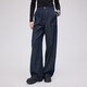 Fabrique原色天絲牛仔明線大口袋休閑褲女秋季新品 深藍(lán) M