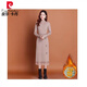 皮爾卡丹加絨加厚毛衣裙女秋冬配大衣羊毛針織連衣裙中長(cháng)款一體絨內搭打底 卡其加絨款 L 建議100-115斤