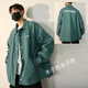 木子勝（MUZISHENG）加絨男士秋冬外套韓版潮流帥氣夾克衫港風(fēng)褂子秋季加厚外衣潮 068綠色常規 XL