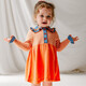 happyology英國女童連衣裙秋款純棉公主裙兒童裙子針織長(cháng)袖連身裙 橘色 86 (86cm)