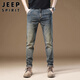 JEEP SPIRIT吉普牛仔褲男春夏季美式復(fù)古休閑褲男士直筒男褲 懷舊色 33