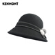 卡蒙（Kenmont）圓頂禮帽女式毛呢帽子冬季韓版時(shí)尚保暖羊毛帽歐美毛氈帽盆帽2773 黑色 可調節(57cm)