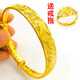 胖東來(lái)品質(zhì)礦石金手鐲越南沙女鍍金999金色古法傳承仿真假黃金子 推拉扁龍鳳手鐲 +戒指 帶鋼印