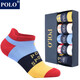POLO男士運動(dòng)護跟加厚毛巾襪5雙裝 四季厚款彩色字母毛圈吸汗跑步棉襪 5雙 五色型號8549 39-44碼鞋合適