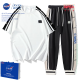 WHIM NASA夏季运动套装男女短袖卫裤情侣休闲大码运动服户外健身跑步两件套 白色 XL(建议120-140斤）