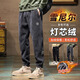 KIEXI加絨加厚休閑褲男士工裝褲2025新款秋冬款燈芯絨保暖男款運動(dòng)衛褲 深灰色【加絨加厚】 XL 【適合118-135斤】